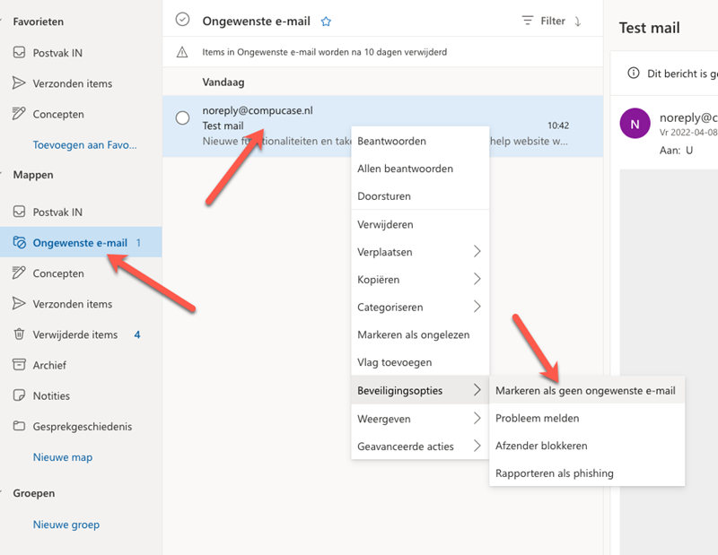ongewenste mail CompuCase voorkomen